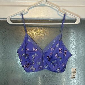 NWT INC International Concepts Blue Butterfly underwire Bandeau Bra Size Large